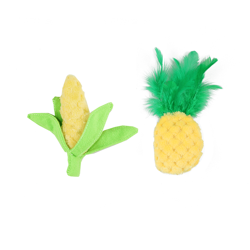 Pineapple & Banana Cat Toys cum Catnip 2PK